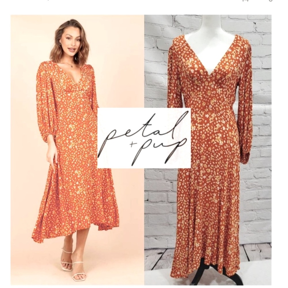 NWT Petal and Pup Women's Aron Long Sleeve
Maxi Dress,  SIZE L